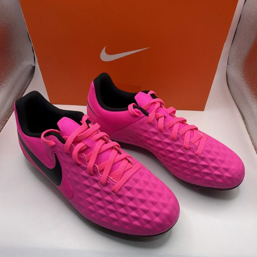 Nike Jr Legend Tiempo 8 Club FG/MG Youth Soccer Cleats. Pink Blast/Black Size 4Y